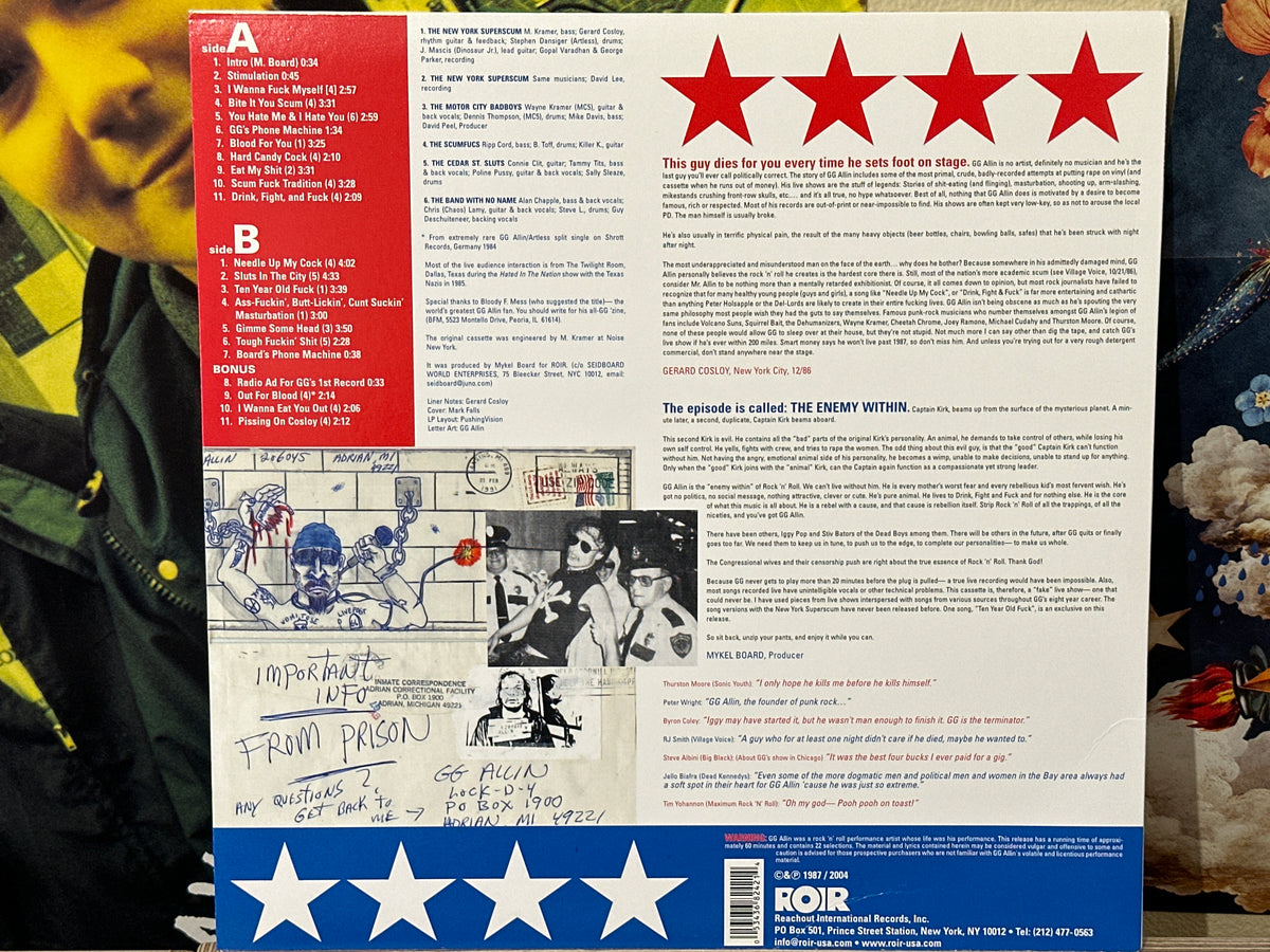 GG Allin - Hated In The Nation - Volver Records