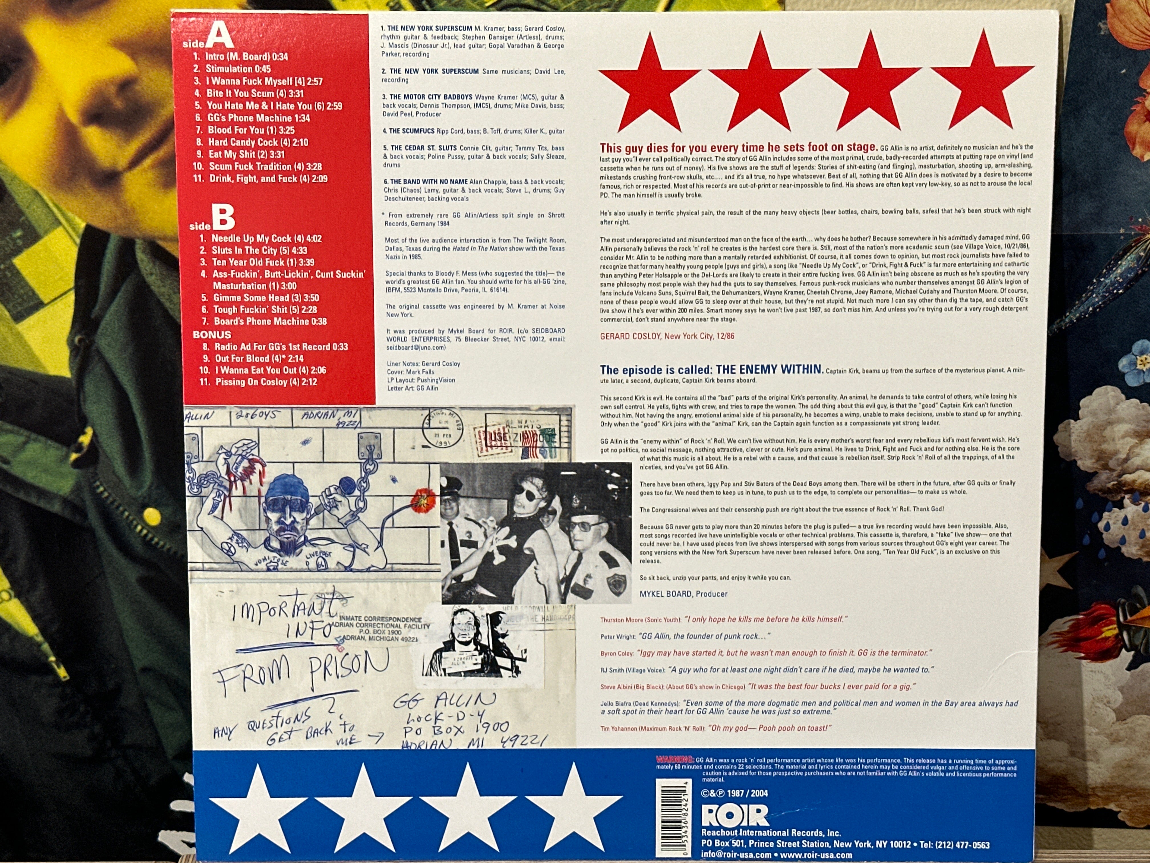 GG Allin - Hated In The Nation - Volver Records