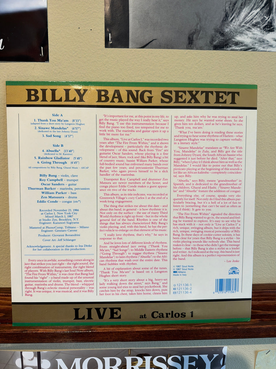 Billy Bang Sextet - Live at Carlos 1