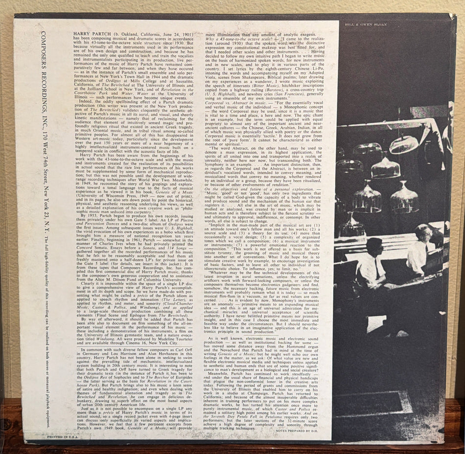 Harry Partch - From The Music Of Harry Partch